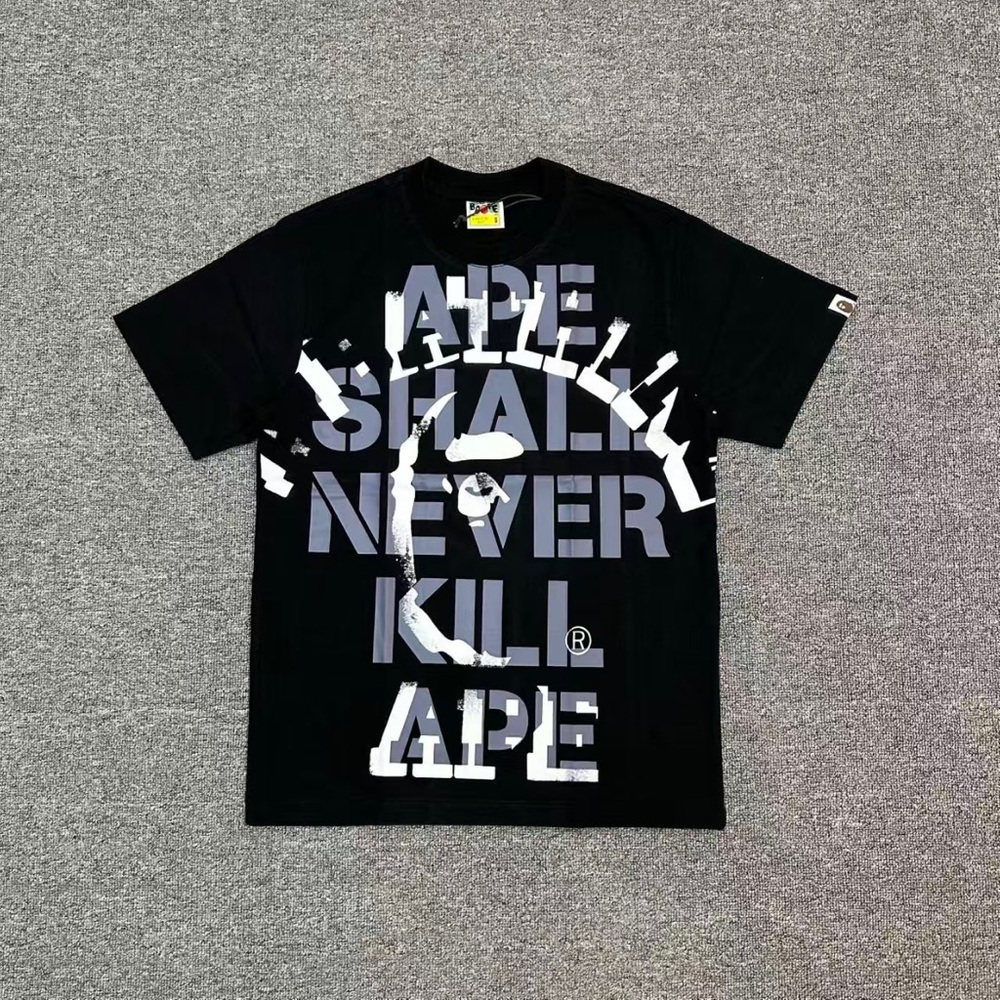 BAPE retro crew neck short-sleeved shirt with ape head graphic and letter print